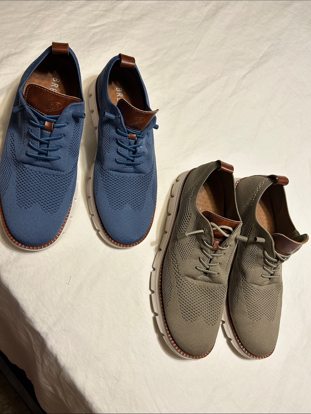 Breezies Men's Knit Slip-On Loafers in Blue and Olive
